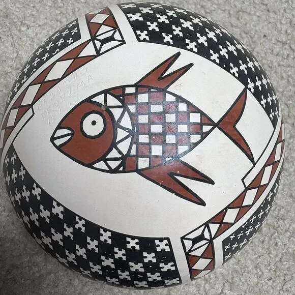 Seed Pot Turtle Fish Maya Ortiz Gerardo Ledezma Veloz Mexican Pottery Signed - Picture 2 of 8